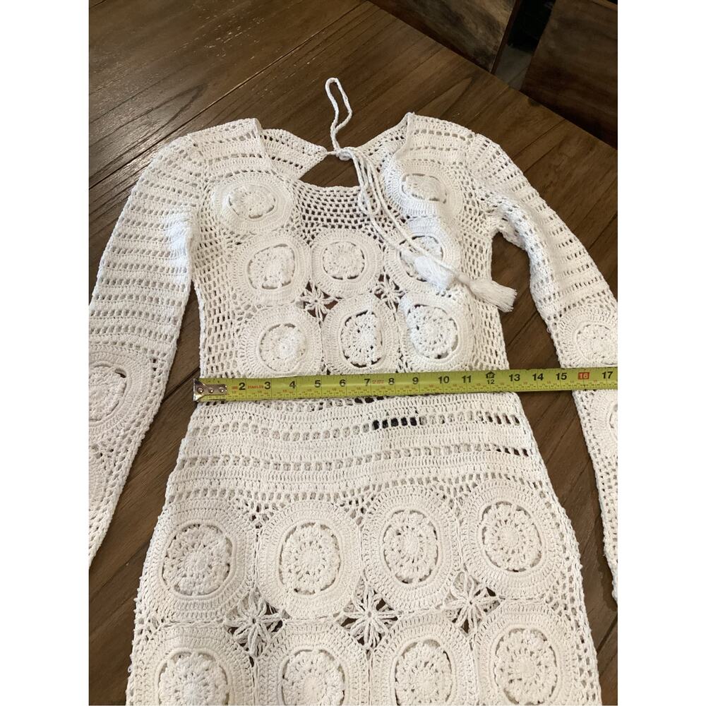 MAJORELLE white crochet boho Lincoln midi Dress size small - Picture 7 of 11